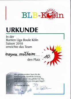 Urkunde 2010